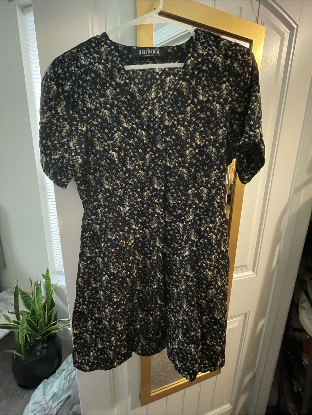 Disturbia Black Floral Short Sleeve Tunic